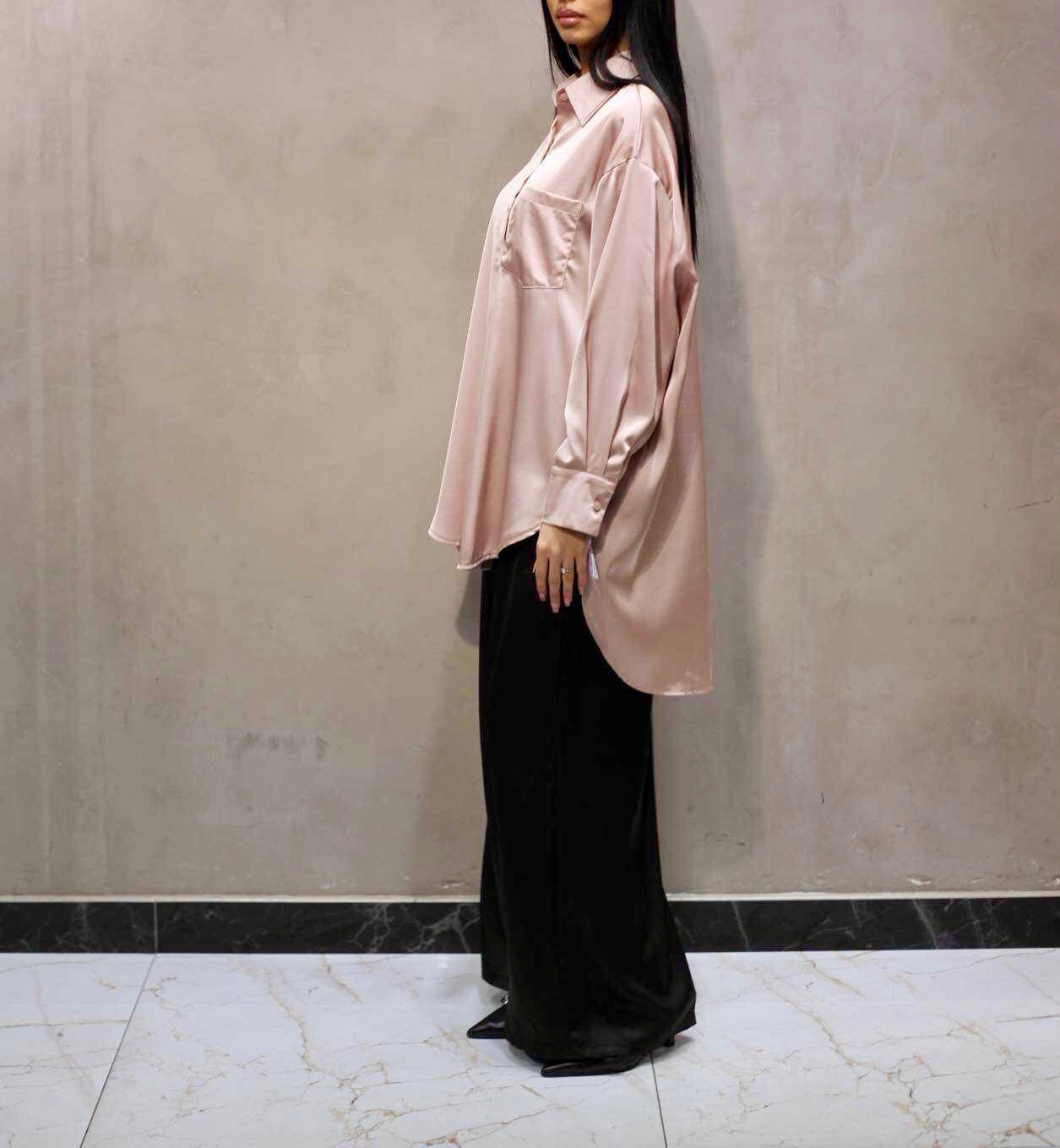 Chemise Satin Asymétrique