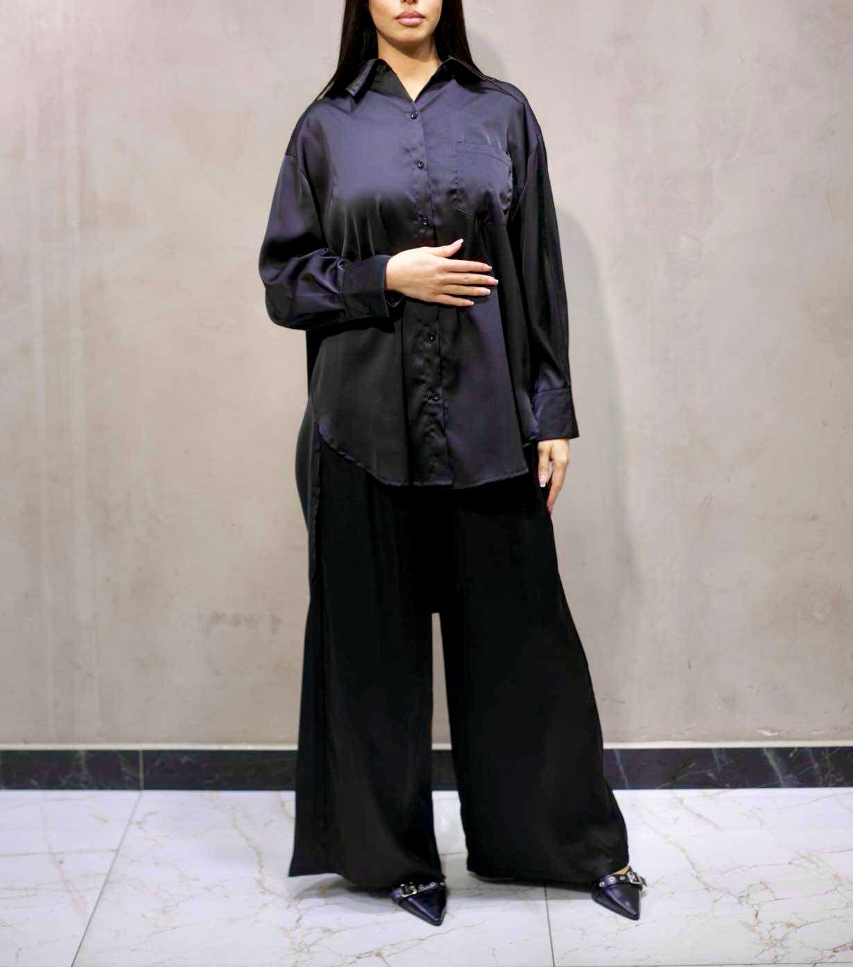 Chemise Satin Asymétrique