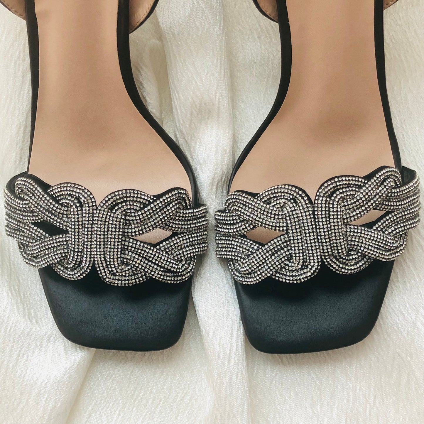 Chaussures Sandales Noires Strass