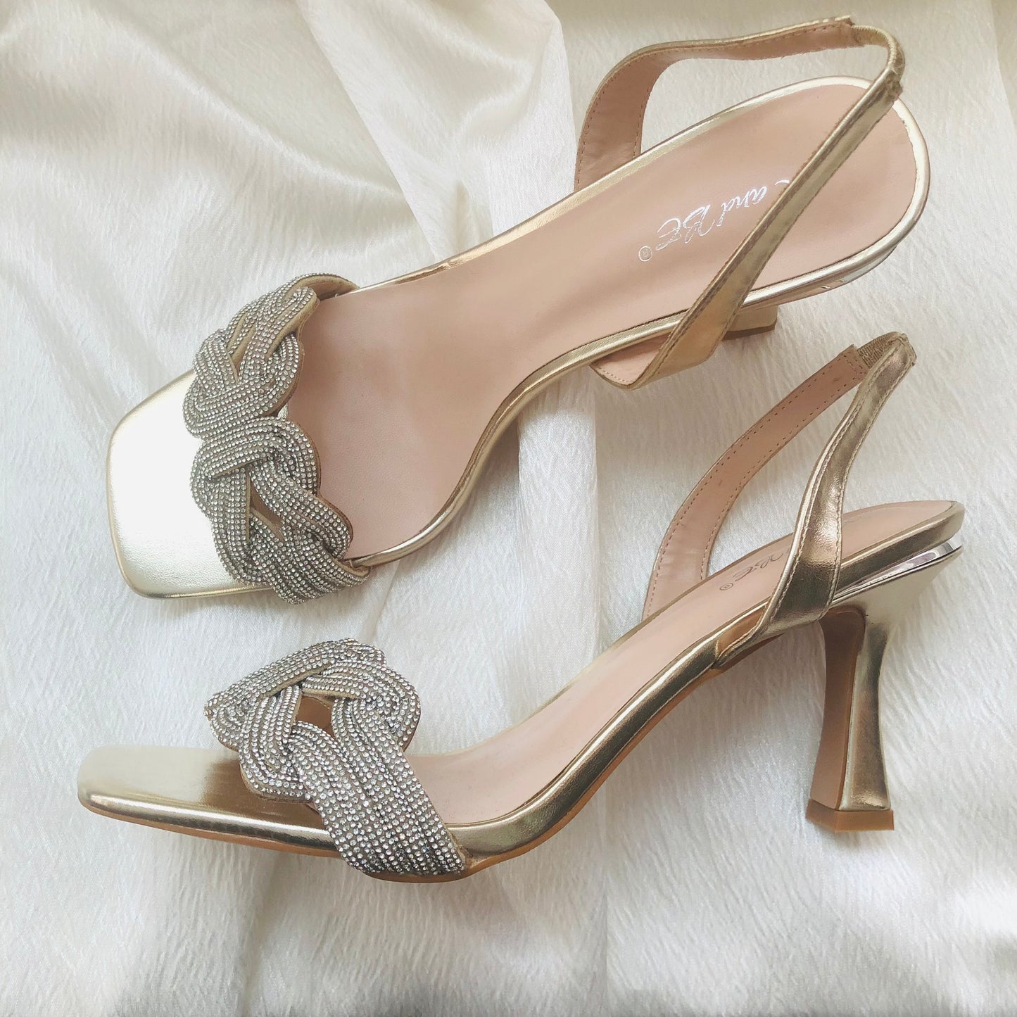 Chaussures Sandales Dorées Strass