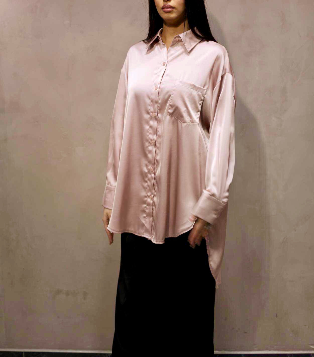Chemise Satin Asymétrique