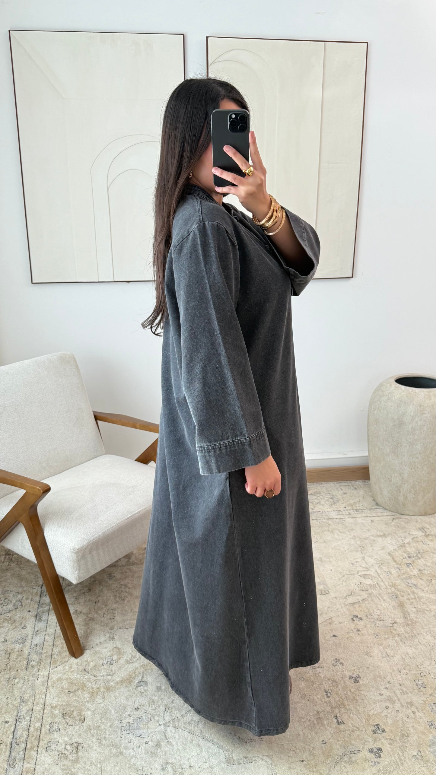 Robe longue en jean