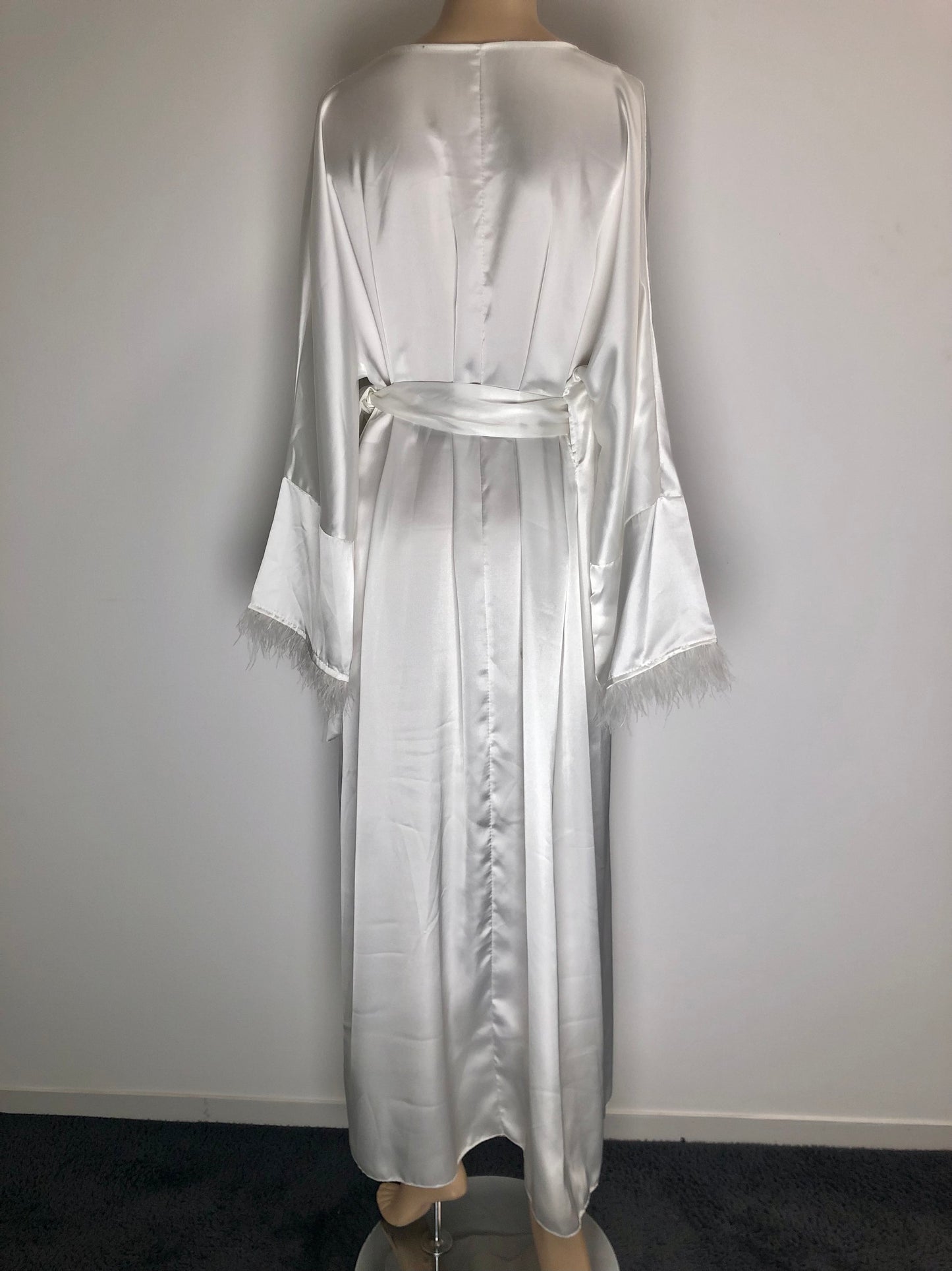 Kimono Robe Portefeuille Satin Plumes