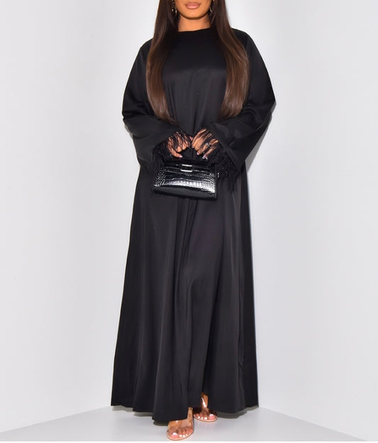 Abaya Satin Plumes