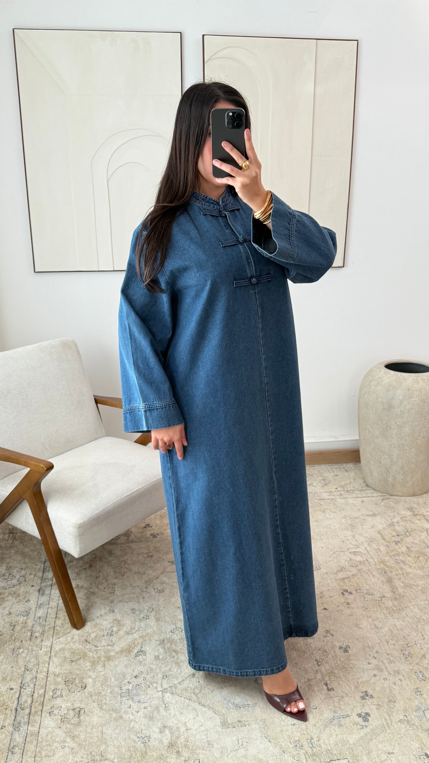 Robe longue en jean