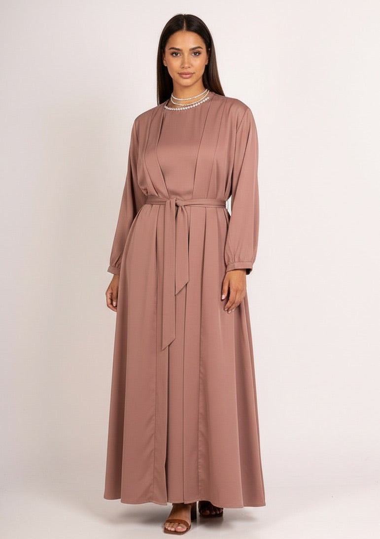 Ensemble Abaya Kimono Cristaux Col