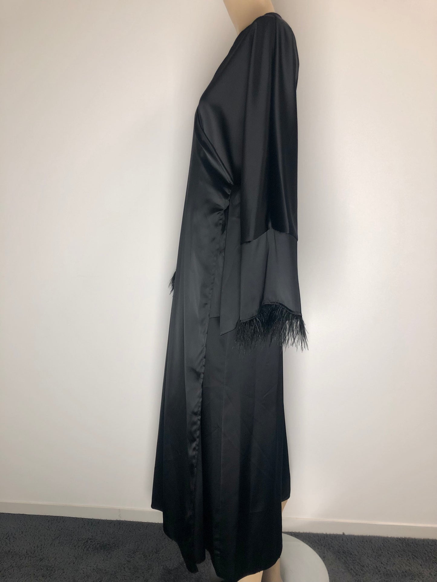 Kimono Robe Portefeuille Satin Plumes