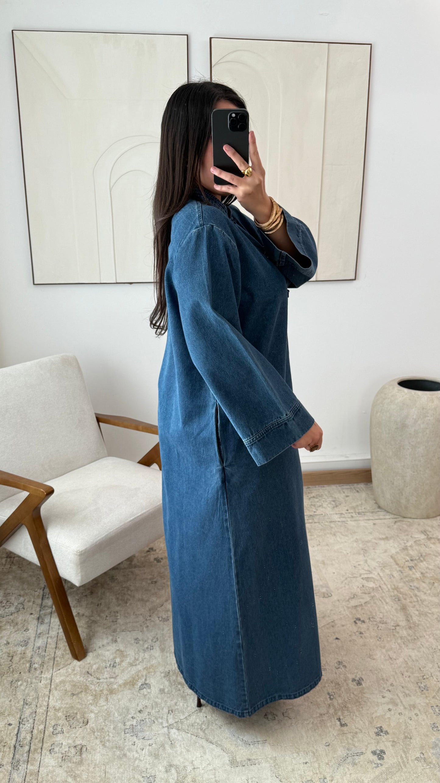 Robe longue en jean