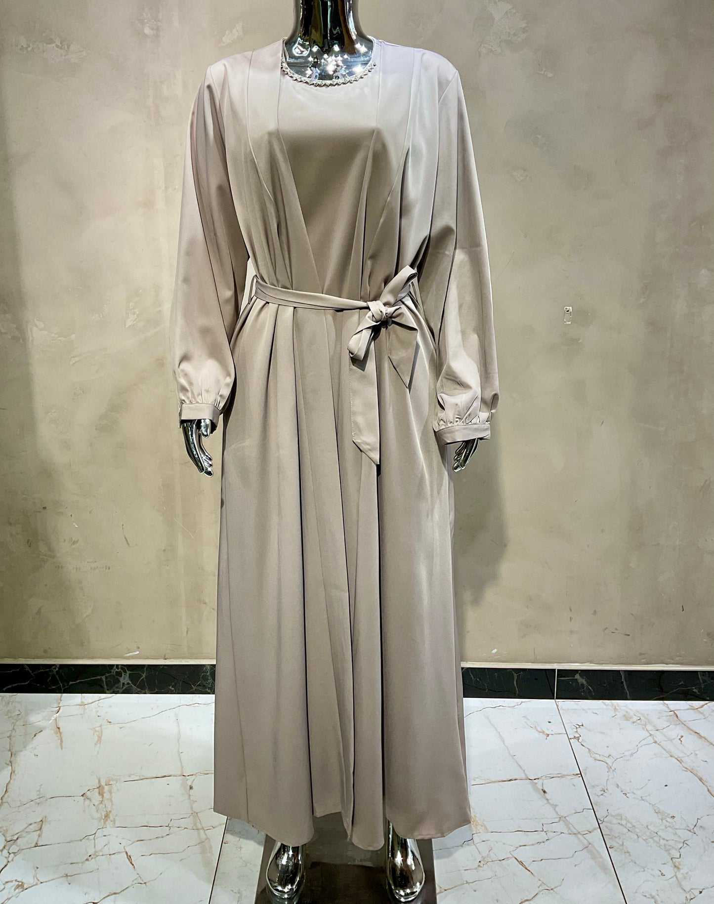 Ensemble Abaya Kimono Cristaux Col