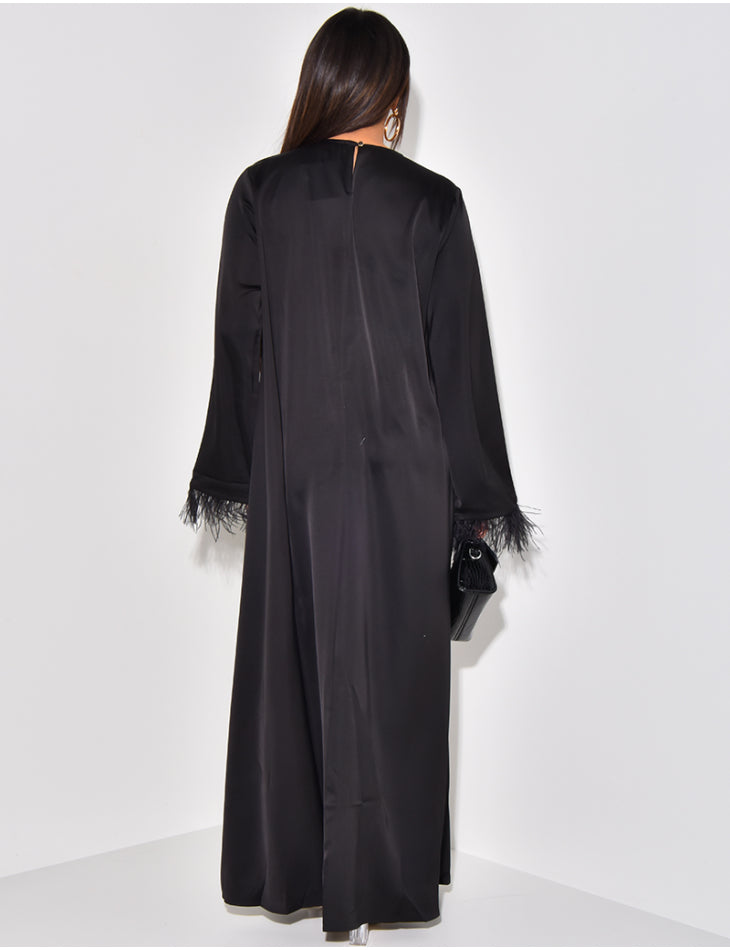 Abaya Satin Plumes